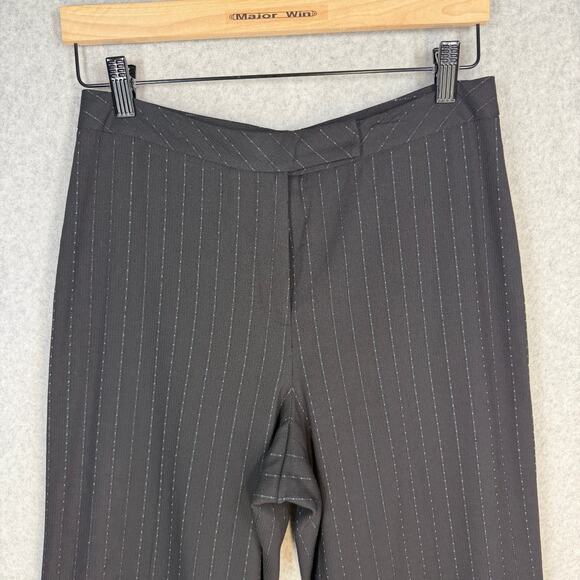 Entier Classiques Women's Black Blue Pinstripe Pants Size 6 Stretch - Picture 2 of 7